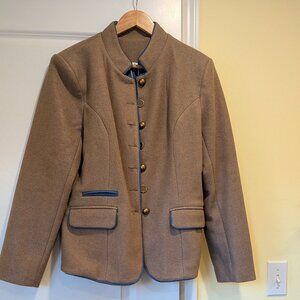 NWT Classic Austrian "Trachten Janker" Boiled Wool Blazer - Blue Piping & Gold B